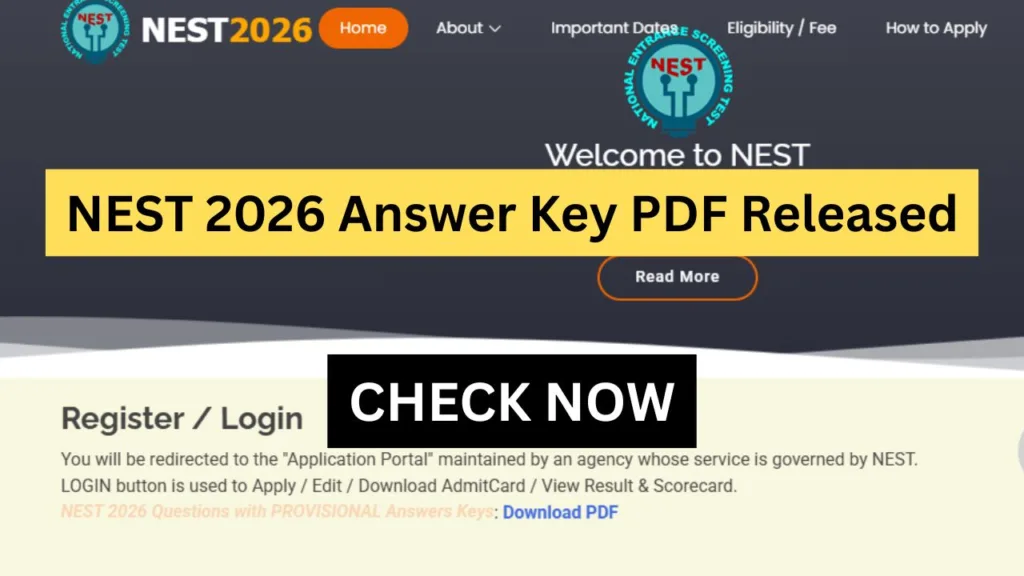 NEST 2026 Answer Key PDF Released