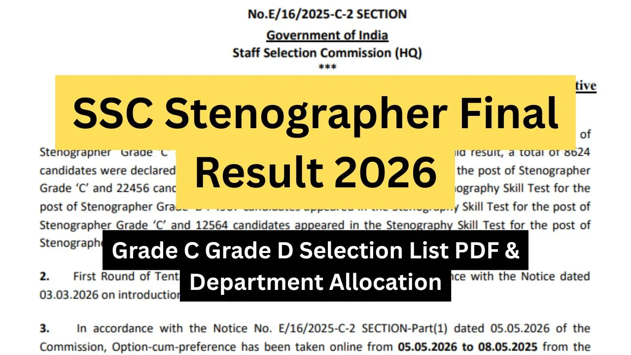 SSC Stenographer Final Result 2026